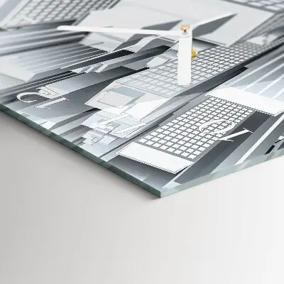 Moderne wandklok glas vierkant Gebouwen