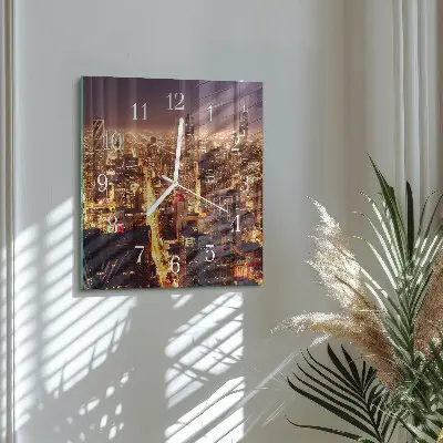 Vierkante glazen klok Horizon