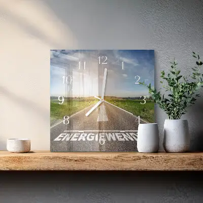 Moderne wandklok glas vierkant Veldpad