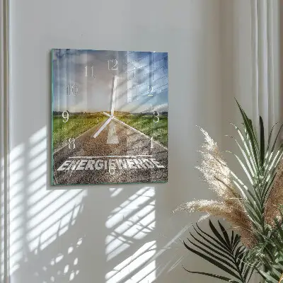 Moderne wandklok glas vierkant Veldpad