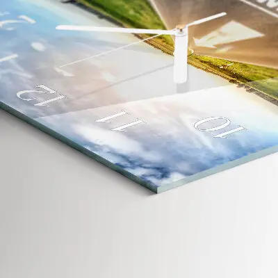 Moderne wandklok glas vierkant Veldpad