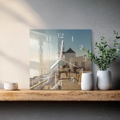 Vierkante glazen wandklok Santorini