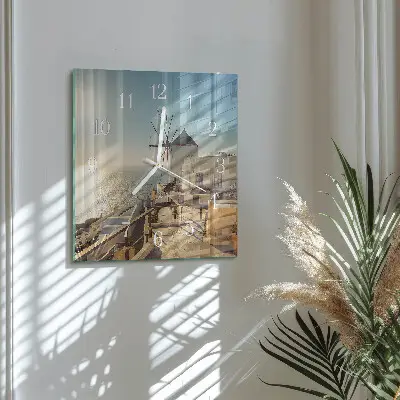 Vierkante glazen wandklok Santorini