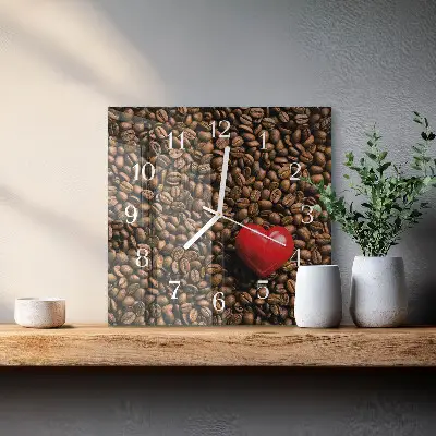 Vierkante glazen klok Koffiebonen