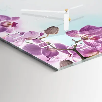 Moderne wandklok glas vierkant Orchidee