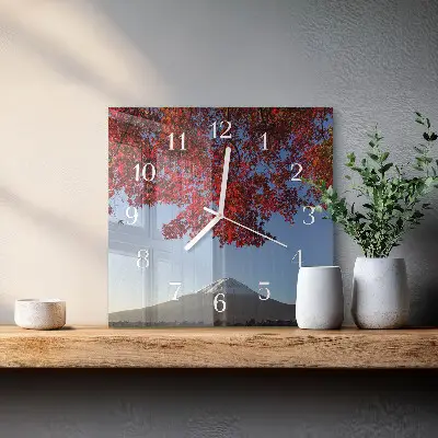Moderne wandklok glas vierkant Bergbladeren