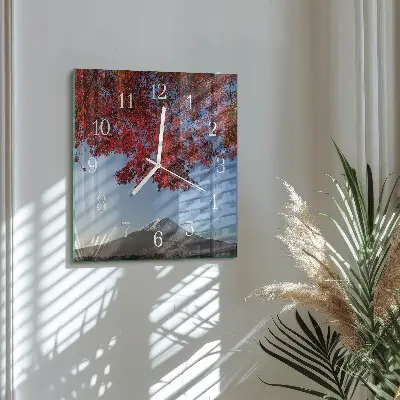 Moderne wandklok glas vierkant Bergbladeren
