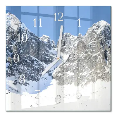 Vierkante glas klok Bergen in de winter