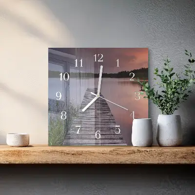 Moderne wandklok glas vierkant Brug