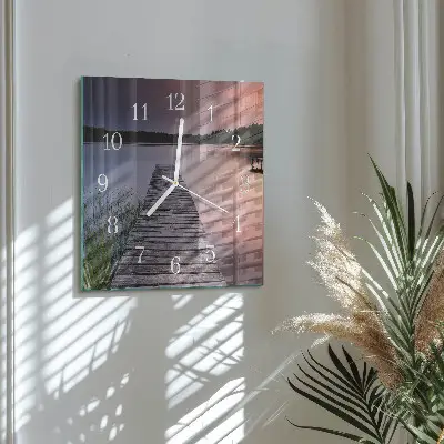 Moderne wandklok glas vierkant Brug