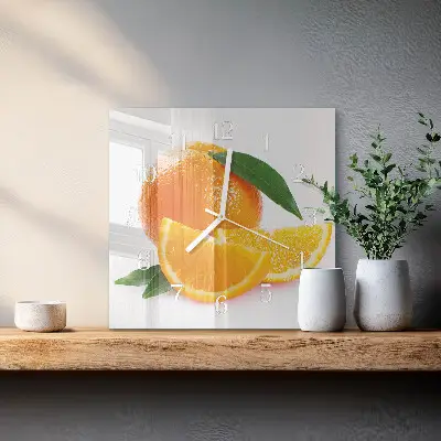 Vierkante glas klok Sinaasappels