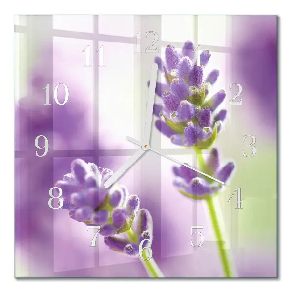 Vierkante glas klok Lavendel