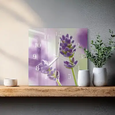 Vierkante glas klok Lavendel