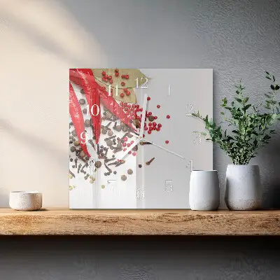 Vierkante glas klok Rode peper
