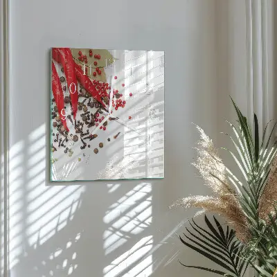 Vierkante glas klok Rode peper