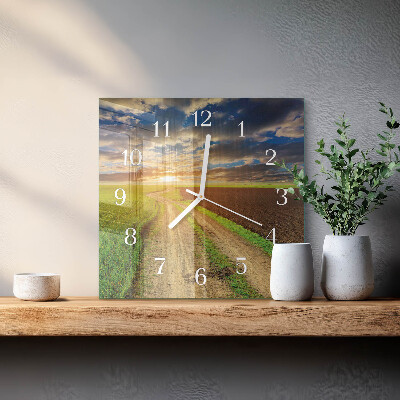 Moderne wandklok glas vierkant Veld