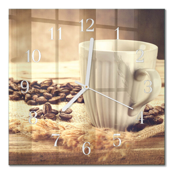Vierkante glazen klok Koffie
