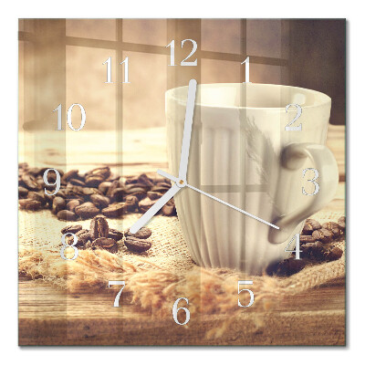 Vierkante glazen klok Koffie