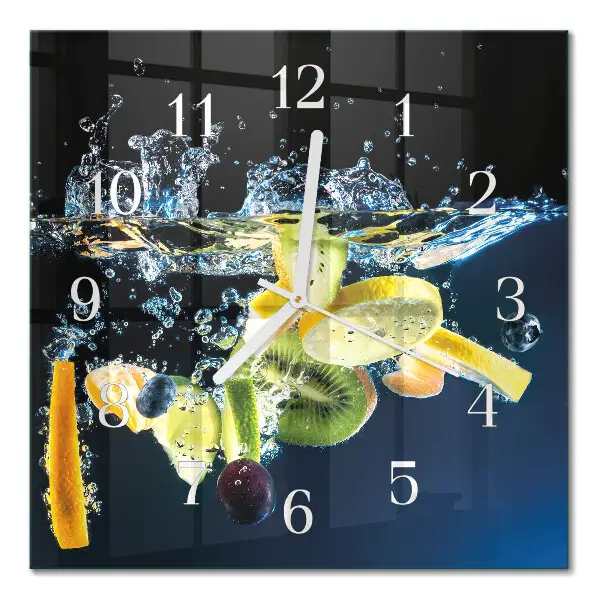 Decoratieve glazen klok vierkant Fruit