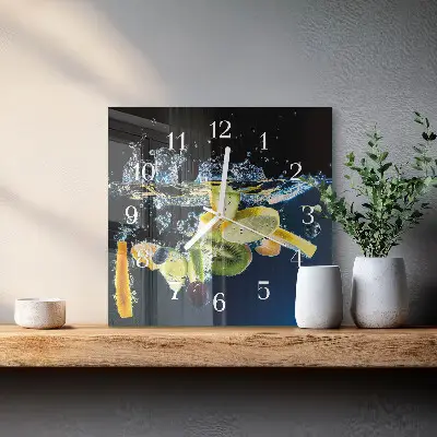 Decoratieve glazen klok vierkant Fruit