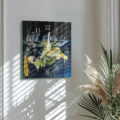 Decoratieve glazen klok vierkant Fruit