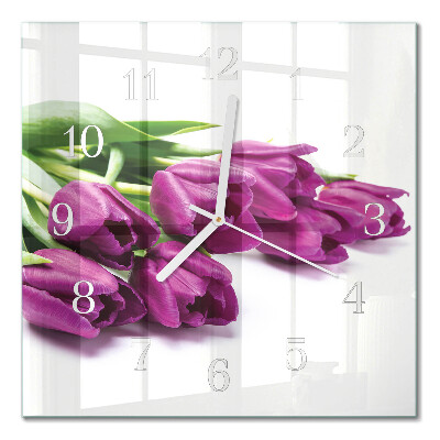 Vierkante glazen klok Tulpen