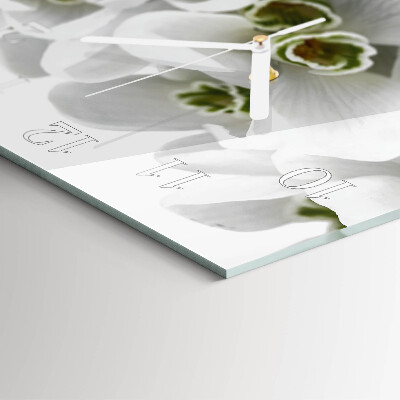 Vierkante glazen wandklok Bloemen