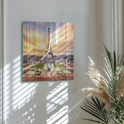 Moderne wandklok glas vierkant Eiffeltoren