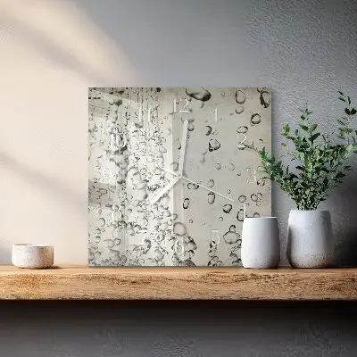 Vierkante glas klok Druppels