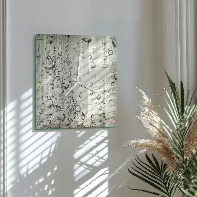 Vierkante glas klok Druppels