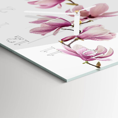 Vierkante glazen wandklok Magnolia