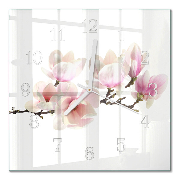 Moderne wandklok glas vierkant Magnolia