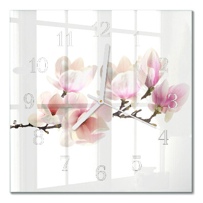 Moderne wandklok glas vierkant Magnolia