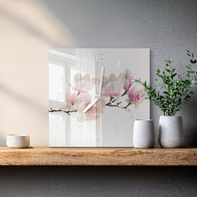 Moderne wandklok glas vierkant Magnolia