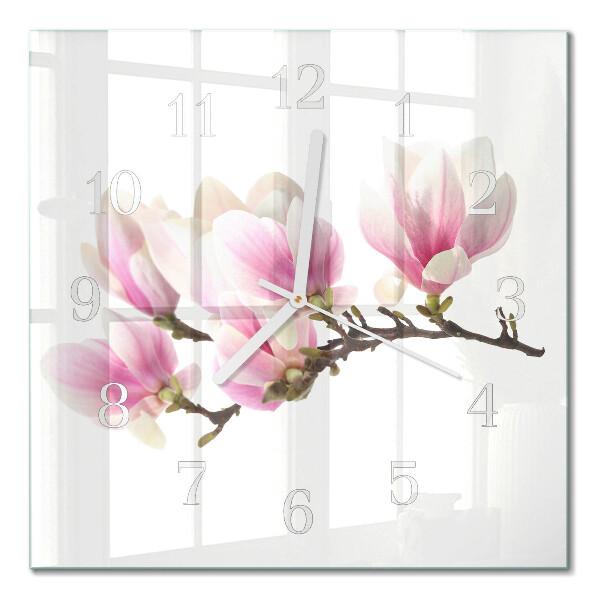 Vierkante glas klok Magnolia