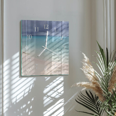 Vierkante glazen wandklok Strand