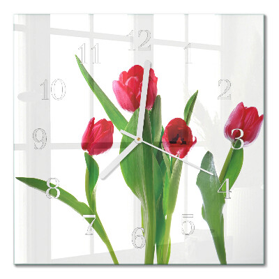 Moderne wandklok glas vierkant Tulpen