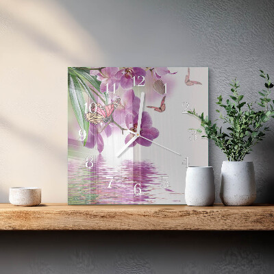 Decoratieve glazen klok vierkant Vlinders
