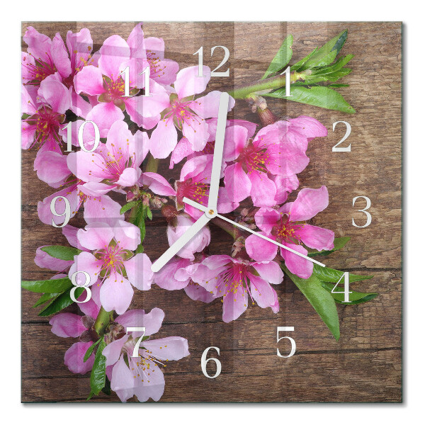 Moderne wandklok glas vierkant Bloemen