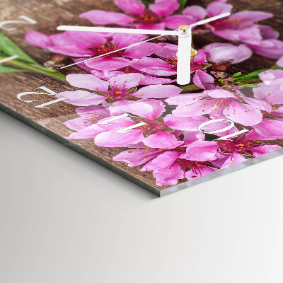 Moderne wandklok glas vierkant Bloemen