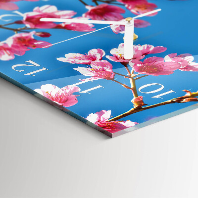Vierkante glas klok Bloemen