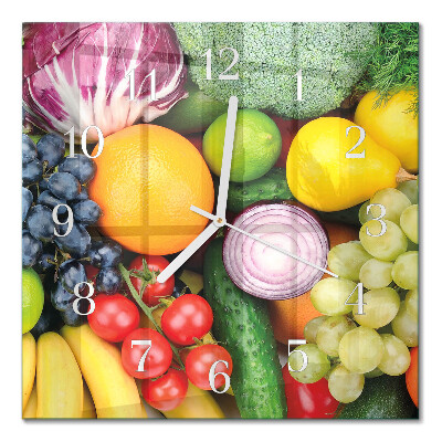 Decoratieve glazen klok vierkant Fruit en groenten