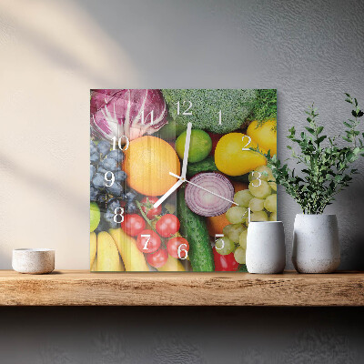 Decoratieve glazen klok vierkant Fruit en groenten