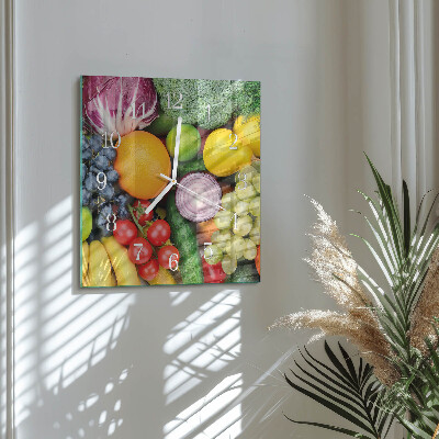 Decoratieve glazen klok vierkant Fruit en groenten