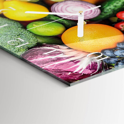 Decoratieve glazen klok vierkant Fruit en groenten
