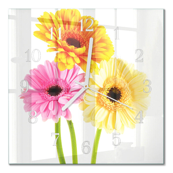 Decoratieve glazen klok vierkant Bloemen