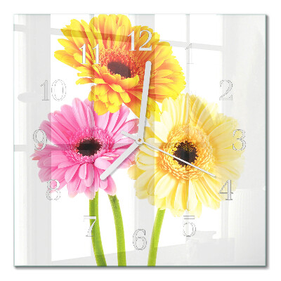 Decoratieve glazen klok vierkant Bloemen