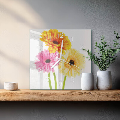 Decoratieve glazen klok vierkant Bloemen