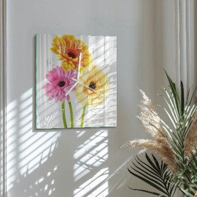 Decoratieve glazen klok vierkant Bloemen