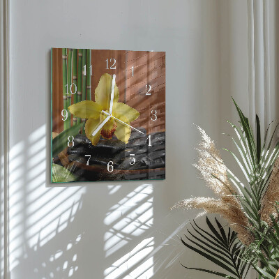Decoratieve glazen klok vierkant Bamboe-orchidee